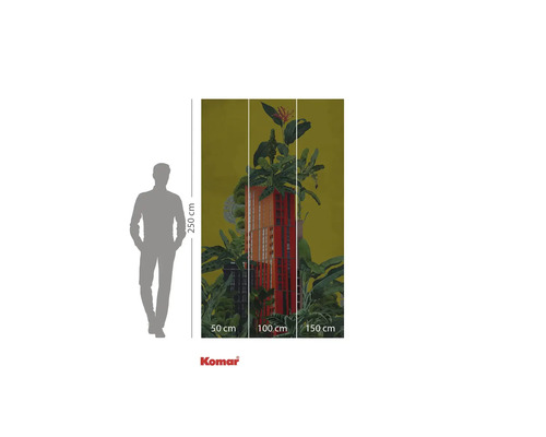 Papier peint photo avec motif de plantes et bâtiment rouge