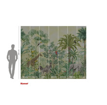 Fototapete mit Dschungelmotiv mit Tieren wie Giraffe, Zebra und Elefant