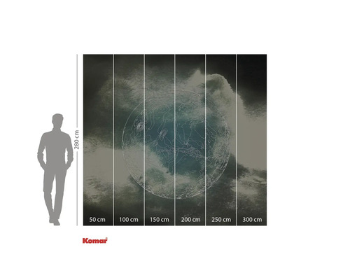 Fototapete mit Mondmotiv und Größenangaben.