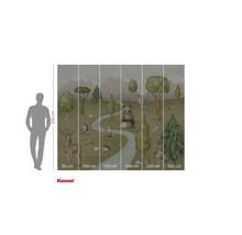 Papier peint photo avec animaux de la forêt, arbres et montagnes