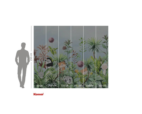 Papier peint photo Komar avec motif de jungle, indications de taille et une silhouette