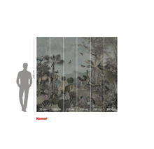 Papier peint photo avec motif jungle et animaux comme des lions, des zèbres et des oiseaux