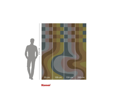 Komar Fototapete mit Retro Muster und Größenangaben