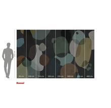 Papier peint photo avec motif abstrait de galets et indications de taille.