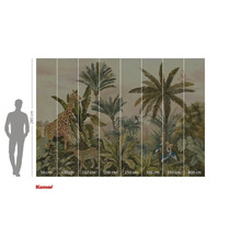 Komar Fototapete mit Dschungelmotiv, inklusive Giraffe, Leopard, Palmen und tropischen Vögeln