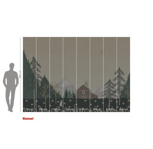 Fototapete mit Waldmotiv, Haus und Mond