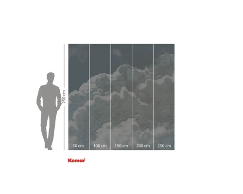 Papier peint photo Komar avec motif de nuages et indications de taille