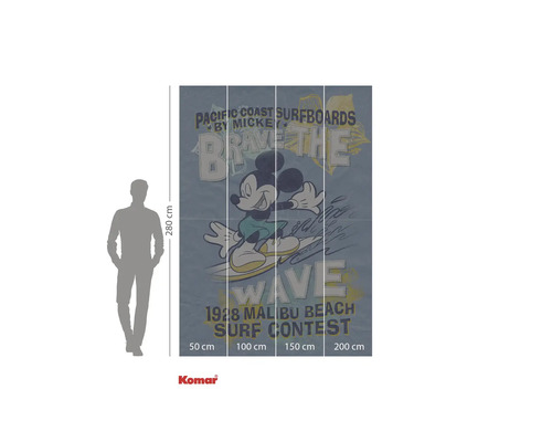 Papier peint photo avec motif de surf Mickey Mouse, dimensions 200 x 280 cm