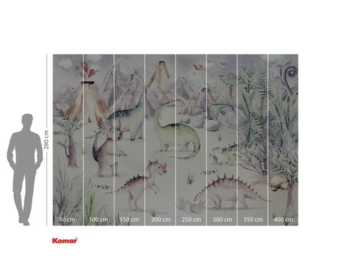 Fototapete mit Dinosaurier-Motiv und Vulkanlandschaft