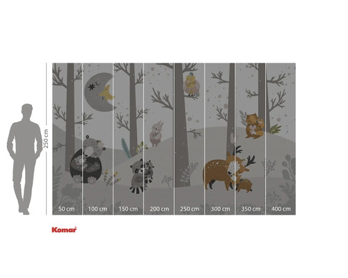 Fototapete mit Waldtieren und Bäumen im Kinderzimmer