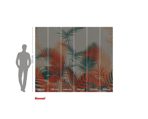 Fototapete mit Pflanzenmuster und Höhenangabe 250 Zentimeter