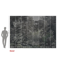 Fototapete mit Waldmotiv und Größenangaben.