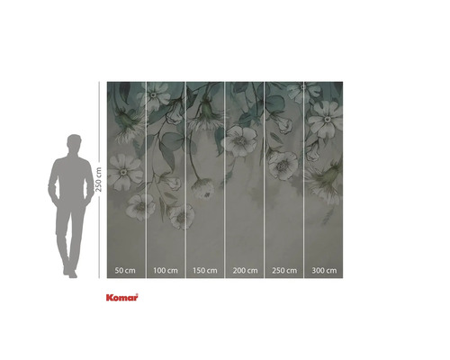 Papier peint à motif floral, dimensions 300 x 250 centimètres