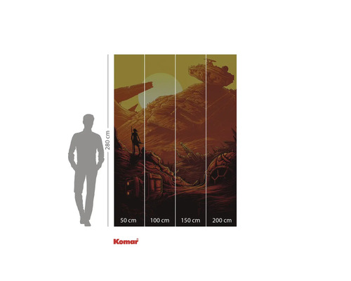 Papier peint photo avec paysage désertique, personne et vaisseau spatial