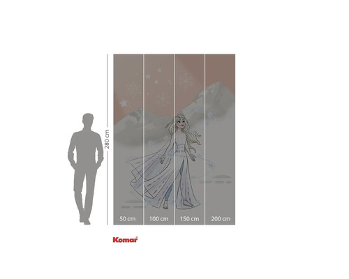 Komar Wandbild mit einem Motiv von Eiskönigin Elsa, bestehend aus vier Teilen, mit einer Höhe von 280 Zentimetern.
