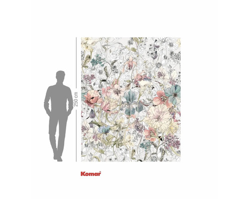 Papier peint photo Komar avec motif floral et hauteur de 250 cm.