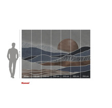 Komar Fototapete mit abstraktem Bergmotiv und Sonne, zur Wandgestaltung