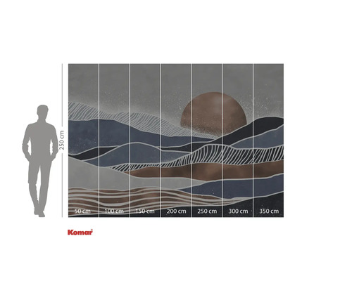 Komar Fototapete mit abstraktem Bergmotiv und Sonne, zur Wandgestaltung