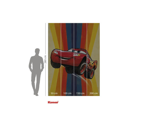 Papier peint mural Komar Cars Lightning McQueen, environ 280 cm de haut et 200 cm de large