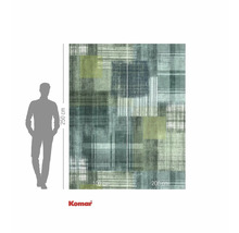 Komar Fototapete mit abstraktem Karomuster und Größenangaben