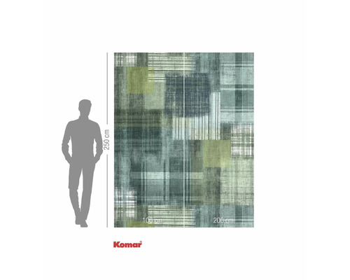 Komar Fototapete mit abstraktem Karomuster und Größenangaben