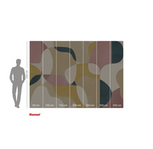 Papier peint photo avec motif de cercles abstraits et indications de taille