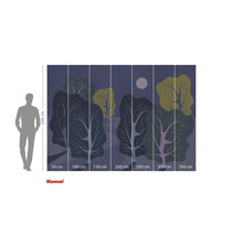 Papier peint photo avec motif de forêt de nuit et indications de taille