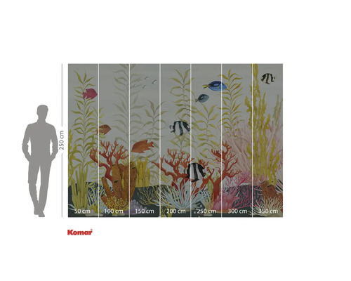 Papier peint photo avec paysage marin, coraux et poissons