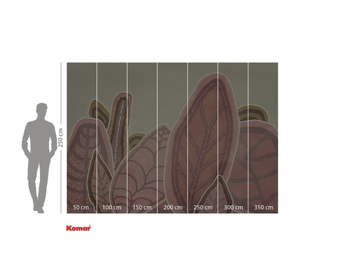 Papier peint photo avec motif de plantes et indications de taille