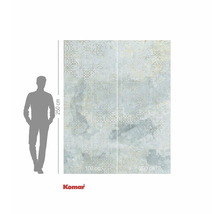 Papier peint photo Komar avec motif géométrique et indications de taille.