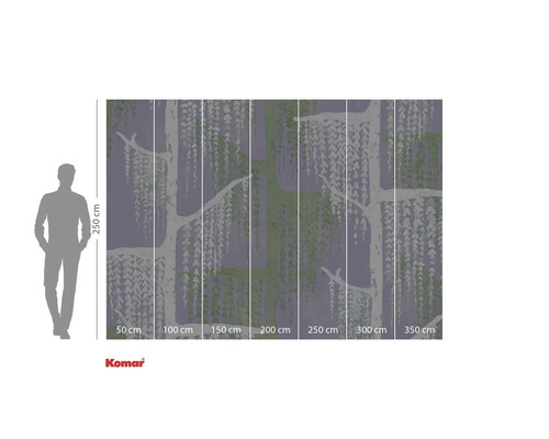 Papier peint photo avec motif d'arbre et de feuilles et indications de taille