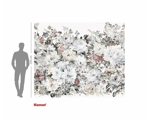 Papier peint photo avec motif floral et indication de taille