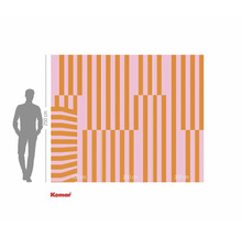 Abmessungen der Fototapete mit Streifenmuster und Größenangaben