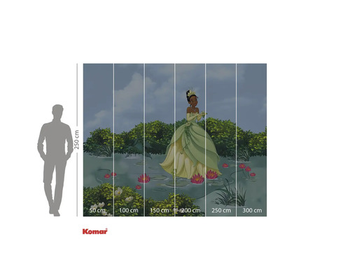 Papier peint photo avec une scène du film La Princesse et la Grenouille et indications de taille