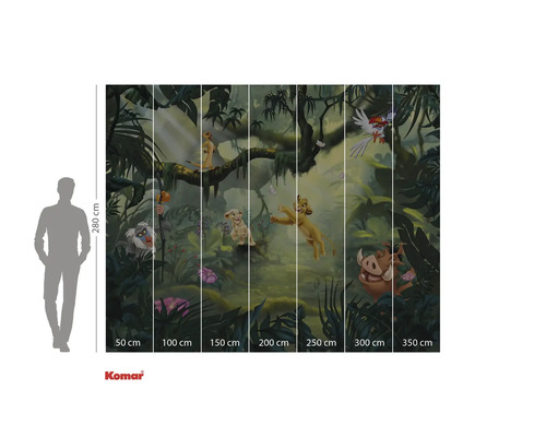 Komar Fototapete mit Dschungelmotiven und Charakteren aus König der Löwen, 280 cm hoch und in verschiedenen Breiten erhältlich