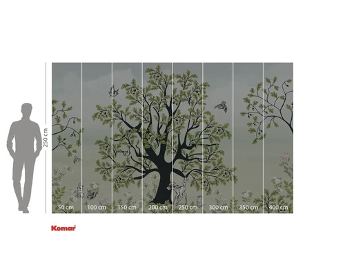 Fototapete mit Baum-, Vogel- und Tiermotiv