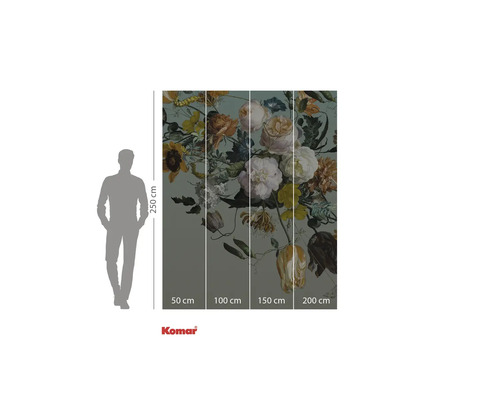 Papier peint photo avec motif floral, composé de quatre parties, pour la décoration murale