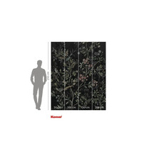 Fototapete mit Vogel- und Blütenmuster auf dunklem Grund, Maße 250 x 200 cm