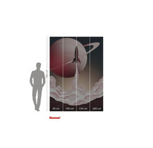 Fototapete mit Raketenstart vor einem Planeten