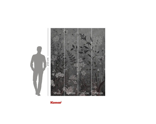 Papier peint photo Komar avec motif floral et indications de taille
