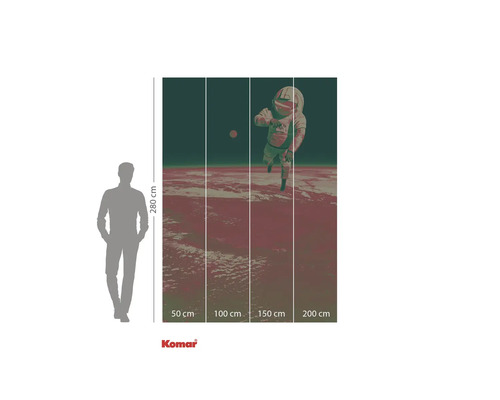 Komar Weltraum-Fototapete mit Astronaut und Größenangaben