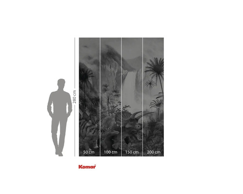 Komar Fototapete mit Dinosauriern, Wasserfall und Palmen