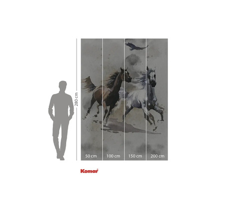 Komar Fototapete mit Pferdemotiv und Größenangaben