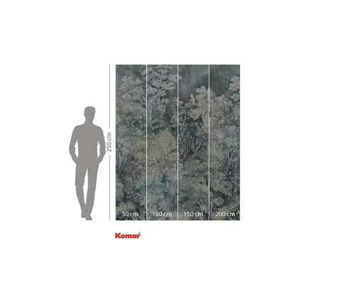 Papier peint photo Komar avec motif de forêt et indications de taille