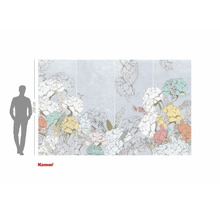 Papier peint photo avec motif floral et indication de la hauteur