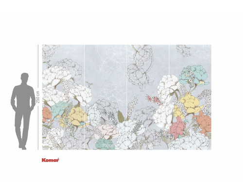 Papier peint photo avec motif floral et indication de la hauteur