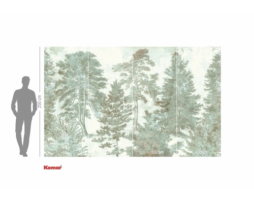 Papier peint photo avec motif de forêt et indications de taille