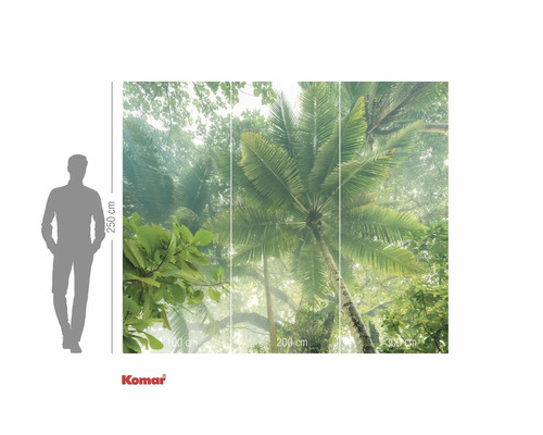 Papier peint photo Komar avec motif de palmiers et indications de taille