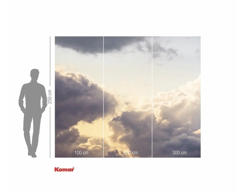 Papier peint photo avec motif de nuages et indications de taille