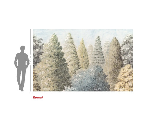 Papier peint photo Komar avec motif de forêt et indication de hauteur